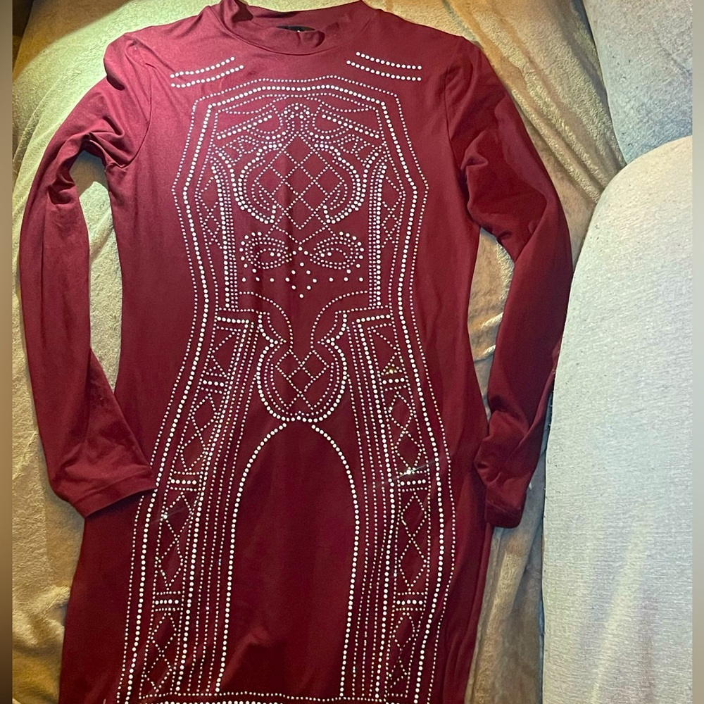 short mini burgundy sparkly dress